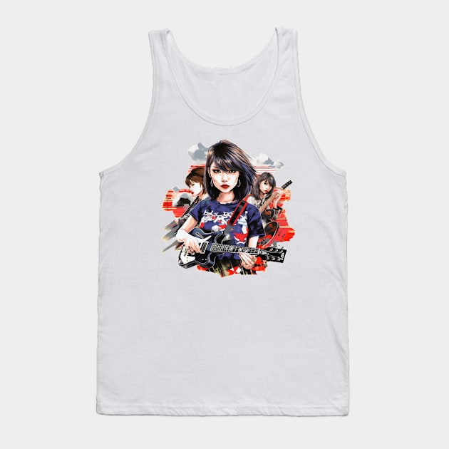 Japanese Girl Rocker Pop Punk Rocker Band Pop Art Tank Top by LunaElizabeth